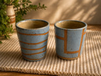 Blue Speckle Japanese Tea Cups