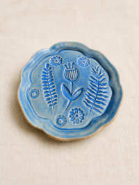 Flower Trinket Dish Blue