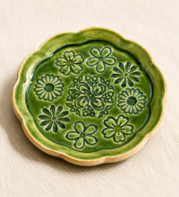 Flower Trinket Dish Green